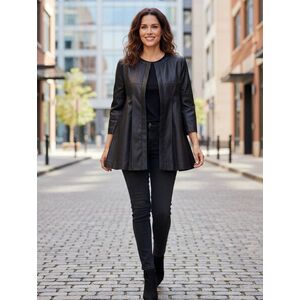 Női M-es fekete enyhén fényes anyagú elegáns blézer - Papaya kép