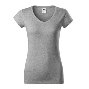 MALFINI Női póló Fit V-neck - Sötétszürke melírozott | XS kép