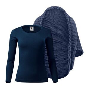 Bontis Női szett: Kötött kardigán és hosszú ujjú póló - Farmerkék melírozott / tengerészkék | 2XL kép