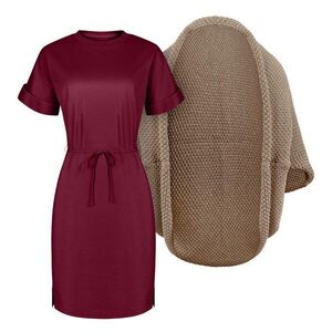 Bontis Női szett: kötött kardigán és Muse ruha - Kasmír színű / garnet | 2XL kép