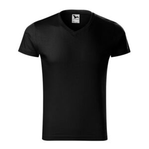 MALFINI Férfi póló Slim Fit V-neck - Fekete | S kép