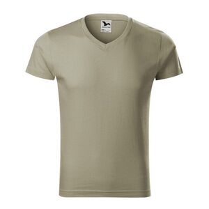 MALFINI Férfi póló Slim Fit V-neck - Világos khaki | S kép