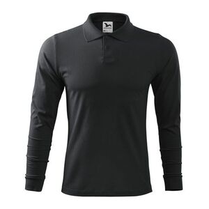 MALFINI Férfi hosszú ujjú galléros póló Single J. LS - Ebony gray | XL kép