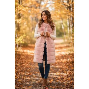 Női M-es rózsaszín szőrmés hosszított mellény - New Collection (hibás) kép