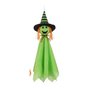 Felakasztható boszorkány, kb 70 cm hosszú, parti kellék, dekoráció, zöld - Halloween - ÚJ kép