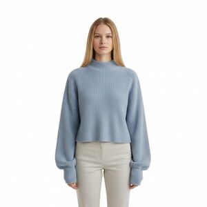 Női S-es kék zsenília top, pulóver - Bershka kép