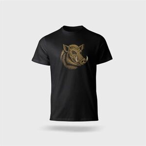 Póló(vaddisznó mintával) kereknyakú TOP deep black L kép