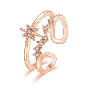 Csillagos kristályos gyűrű rosegold (állítható méret) kép