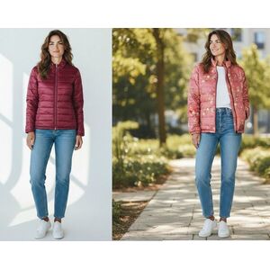 Női 3XL-es bordó kifordítható 2in1vékony steppelt kabát - Atlas for Woman kép