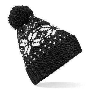 Beechfield Téli sapka norvég mintával Fair Isle Snowstar - Fekete / fehér kép