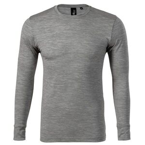 MALFINI Férfi hosszú ujjú Merino Rise LS póló - Sötétszürke melírozott | L kép