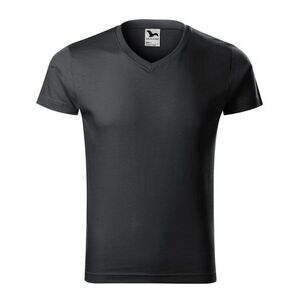 MALFINI Férfi póló Slim Fit V-neck - Ebony gray | S kép