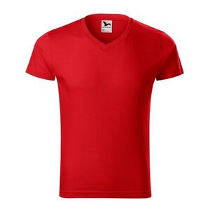 MALFINI Férfi póló Slim Fit V-neck - Piros | S kép