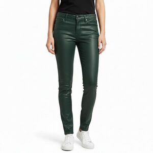 Női L-es palackzöld matt-lakk fényű farmernadrág - Retro Jeans kép