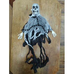 95 cm hosszú fekete ruhás múmia, zombi, világít a szeme és hangot ad - Halloween - ÚJ kép