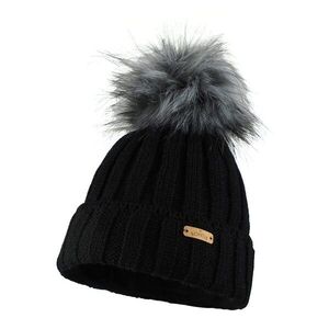 Bontis Bordázott női sapka szőrmés bojtal - Fekete | unisex kép