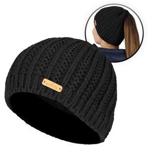 Bontis Női kötött sapka lófarok nyílással - Fekete | unisex kép