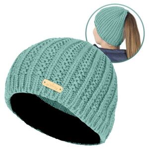 Bontis Női kötött sapka lófarok nyílással - Mentazöld | unisex kép