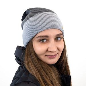 Bontis Téli csíkos, lelógó fazonú sapka - Fekete / sötétszürke / világosszürke | unisex kép