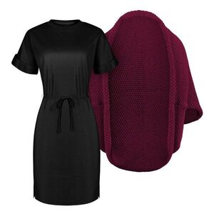 Bontis Női szett: kötött kardigán és Muse ruha - Szilva / Fekete | 2XL kép