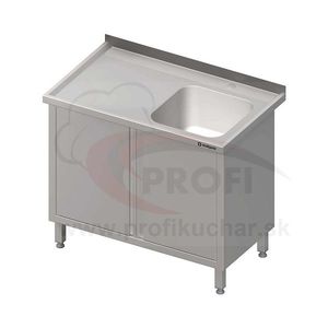 STALGAST Umývací stôl krytovaný s drezom - krídlové dvere 1000x700x850mm vyobraziť