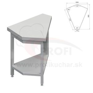 Neutrálný výdajný stoly rohový 45° - vonkajší – 697x800x880mm vyobraziť