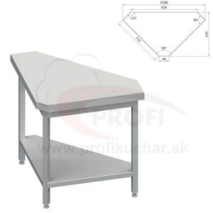 Neutrálný výdajný stoly rohový 90° - vonkajší – 697x800x880mm vyobraziť