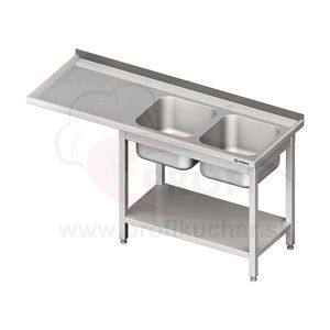 Umývací stôl s priestorom pre podstolovú umývačku, dvojdrez – LAVÝ 1600mm vyobraziť