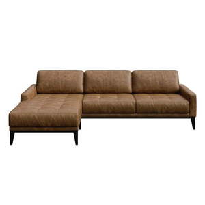 Koňakovohnedá kožená rohová pohovka MESONICA Musso Tufted, ľavý roh vyobraziť