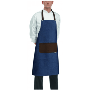 EGOCHEF Kuchárska zástera EGOchef ROCK ku krku s vreckom - Jeans Brown 70x90 cm vyobraziť