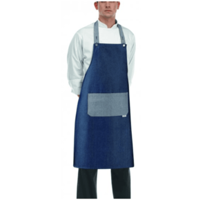 EGOCHEF Kuchárska zástera ku krku s vreckom - JEANS vyobraziť