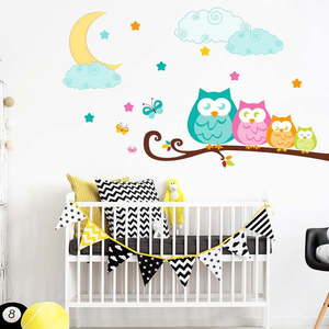 Nástenná detská samolepka Ambiance Owls in family vyobraziť