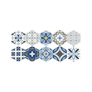 Súprava 10 samolepiek na podlahu Ambiance Hexagons Jelilna, 20 × 18 cm vyobraziť