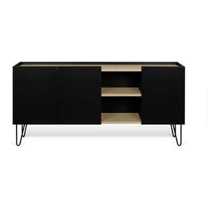 Čierna komoda s 3 policami a 3 dvierkami TemaHome Nina, 180 x 83 cm vyobraziť