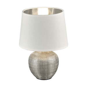 Biela stolová lampa z keramiky a tkaniny Trio Luxor, výška 26 cm vyobraziť