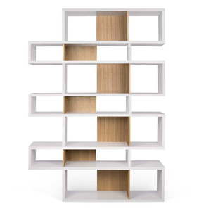 Biela knižnica so svetlohnedými detailmi TemaHome London, výška 220 cm vyobraziť