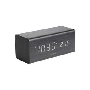 Čierny budík v drevenom dekore Karlsson Block, 16 × 7, 2 cm vyobraziť
