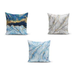 Sada 3 obliečok na vankúše Minimalist Cushion Covers Azuro Cassie, 45 x 45 cm vyobraziť