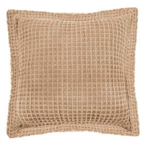 Béžový bavlnený dekoratívny vankúš Tiseco Home Studio Waffle, 45 x 45 cm vyobraziť