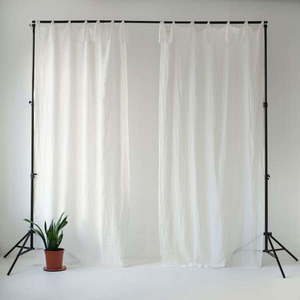 Biely ľanový ľahký záves s pútkami Linen Tales Daytime, 250 x 130 cm vyobraziť