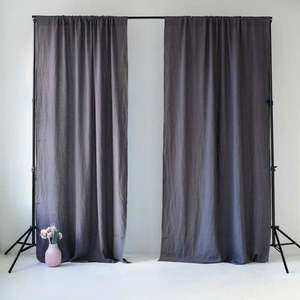 Tmavosivý ľanový záves s tunelom Linen Tales Night Time, 275 x 140 cm vyobraziť