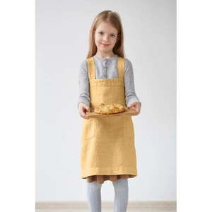 Detská žltá ľanová zástera Linen Tales Pinafore, 72 x 45 cm vyobraziť
