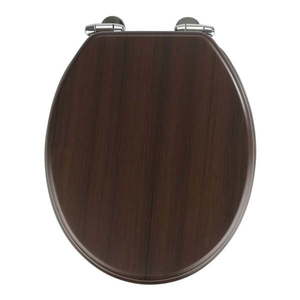 Tmavé WC sedadlo s jednoduchým zatváraním Wenko Wenge, 43 x 37 cm vyobraziť