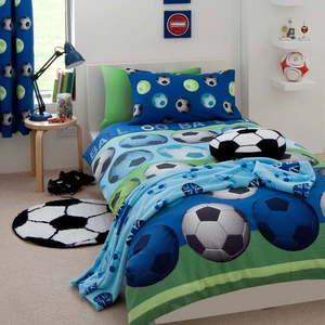 Detské modré obliečky Catherine Lansfield Football, 135 × 200 cm vyobraziť