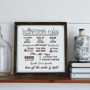 Ceduľa 34x34 cm Bathroom Rules – Evila Originals vyobraziť