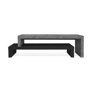 Dvojitý televízny stolík čierny s betónovým dekorom TemaHome Cliff, 125 × 40 cm vyobraziť