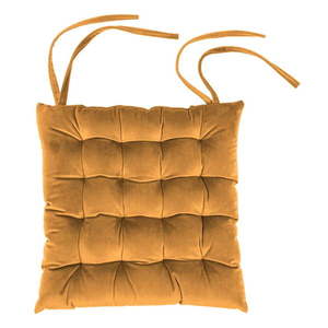 Oranžový zamatový vankúš na sedenie Tiseco Home Studio, 37 x 37 cm vyobraziť