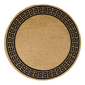 Čierna okrúhla rohožka z prírodného kokosového vlákna Artsy Doormats Greek Border, ⌀ 70 cm vyobraziť