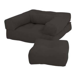 Detské rozkladacie kreslo s taburetkou Karup Design Mini Cube Dark Grey vyobraziť