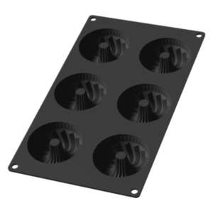Čierna silikónová forma na 6 mini báboviek Lékué vyobraziť